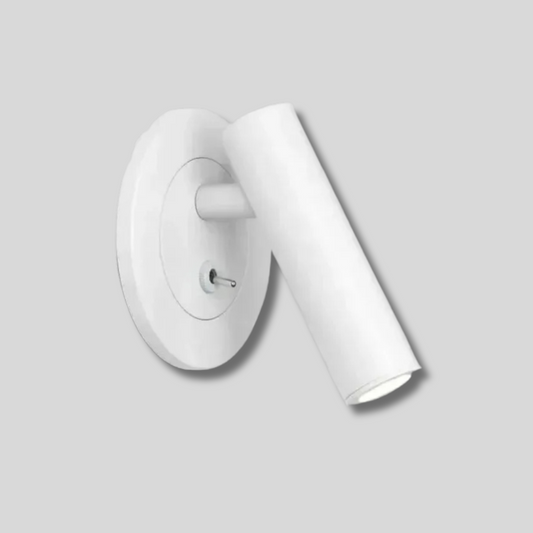 White wall-mounted light fixture on a gray background